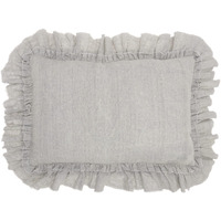 Homeroots Grey Linen Dainty Ruffle Edged Light Gray Lumbar Pillow