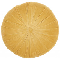 Homeroots Multicolor Cotton Velvet Mustard Tufted Round Throw Pillow