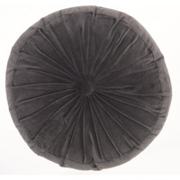 Homeroots Rose Gold Cotton Velvet Dark Gray Tufted Round Throw Pillow
