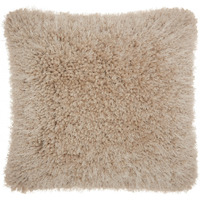 Fluffy Beige Shag Accent Throw Pillow