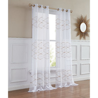 Set Of Two 84""  Gold Wave Embroidered Window Panels
