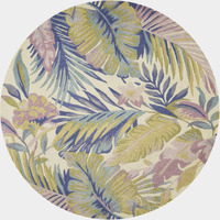Homeroots 5'X8' Pastel Ivory Hand Tufted Tropical Plants Indoor Area Rug