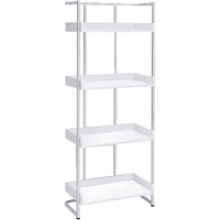 Ember 4-Shelf Bookcase White High Gloss And Chrome