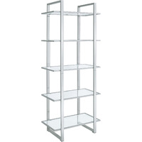 Hartford Glass Shelf Bookcase Chrome