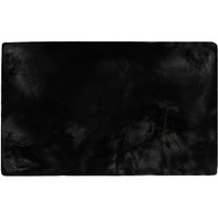 Luxe Faux Rabbit Fur Rectangular Rug 3' X 5'   - Black