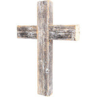 Rustic Weathered Grey Reclaimed Wood Cross Decoration