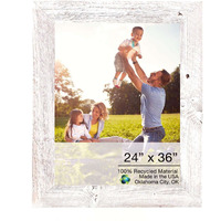 24X36 Rustic White Washed Picture Frame With Plexiglass Holder