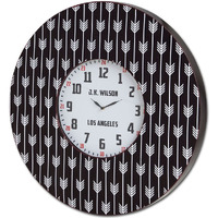 33"" Oversize Contemporary Black And White Wall Clock With Dense Pattern And 'Jk Wilson Los Angeles'