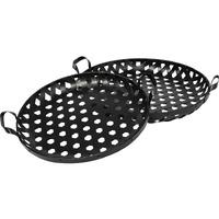 Set Of 2 Matte Black Metal With Interweaved Bottom Trays