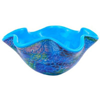 Abstract Multi Color Glass Centerpiece Bowl