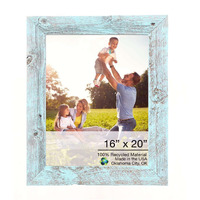 16"" X 20"" Rustic Farmhouse Light Aqua Blue Wood Frame