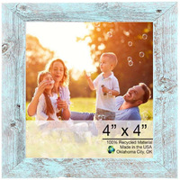 4 X 4 Rustic Farmhouse Light Aqua Blue Wood Frame