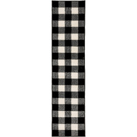 2 X 8 Monochromatic Gingham Pattern Indoor Runner Rug