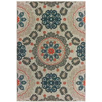 5' X 7' Grey Blue Floral Indoor Outdoor Area Rug