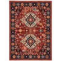 9' X 12' Red Blue Machine Woven Oriental Indoor Area Rug