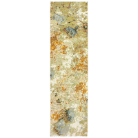 3 X 12 Modern Abstract Gold And Beige Indoor Runner Rug