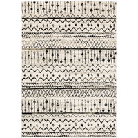 4 X 6 Ivory And Black Eclectic Patterns Indoor Area Rug