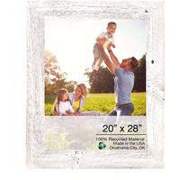 20"" X 28"" Rustic Farmhouse White Wash Wood Frame