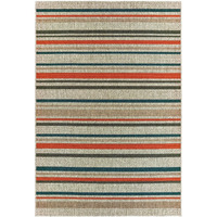 7' X 10' Grey Blue Geometric Indoor Outdoor Area Rug