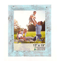 13 X 19 Rustic Farmhouse Light Aqua Blue Wood Frame