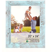 20"" X 24"" Rustic Farmhouse Light Aqua Blue Wood Frame