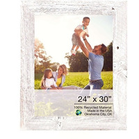 24"" X 30"" Rustic Farmhouse White Wash Wood Frame