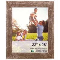 22"" X 28"" Rustic Farmhouse Brown Wood Frame