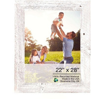 22"" X 28"" Rustic Farmhouse White Wash Wood Frame