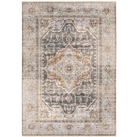 6' X 9' Grey Blue Machine Woven Medallion Indoor Area Rug