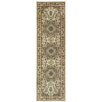 8' Ivory Beige Machine Woven Oriental Indoor Runner Rug