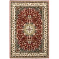 1' X 3' Red Ivory Machine Woven Oriental Indoor Area Rug