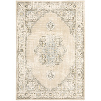 8'X10' Beige And Ivory Center Jewel Area Rug