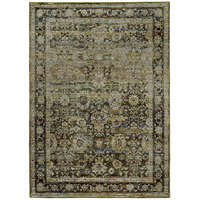 9'X12' Green And Brown Floral Area Rug