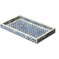 Blue Quatrefoil Bone Inlay Serving Tray