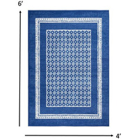 4 X 6 Navy And Ivory Geometric Area Rug