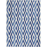 5 X 7 Ivory And Blue Diamond Area Rug