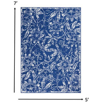 5 X 7 Navy And Ivory Floral Vines Area Rug