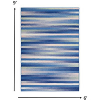 6 X 9 Blue And Ivory Halftone Stripe Area Rug