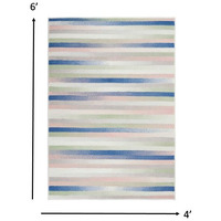 4 X 6 Ivory Halftone Stripe Area Rug