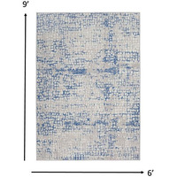6 X 9 Gray And Blue Abstract Grids Area Rug