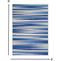 4 X 6 Blue And Ivory Halftone Stripe Area Rug