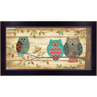 Three Wise Owls 1 Black Framed Print Wall Art
