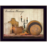 Farmhouse Blessings 1 Black Framed Print Wall Art