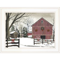 Christmas Barn 1 White Framed Print Wall Art