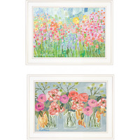 Set Of Two Garden Flowers Ii 2 White Framed Print Wall Art