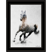 Galloping Stallion 2 Black Framed Print Wall Art