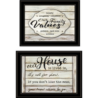 Set Of Two Family Values 2 Black Framed Print Wall Art