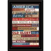 America Proud Black Framed Print Wall Art
