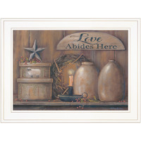 Love Abides Here Shelf 2 White Framed Print Wall Art