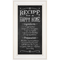 Recipe For A Happy Home 1 White Framed Print Wall Art